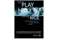 Play nice snowmobiling poster